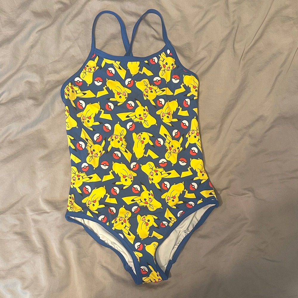 Pokemon Pikachu Kids One Piece Swimsuit - Blue and Yellow